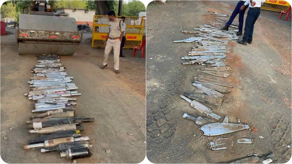 बुल्डोजर ने बुलेट के साइलेंसरों को किया खामोश, सड़कों पर मचा रहे थे शोर
