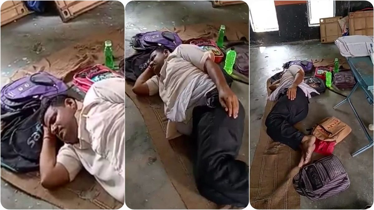 viral video: हेड मास्टर को आई नींद, बस्ते को त​किया बनाकर क्लास में ही सो गए