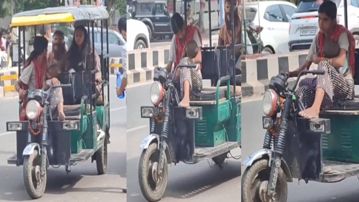 एक हाथ से ई-रिक्शा तो दूसरे हाथ से बच्चे को संभाली मां का वीडियो वायरल, इमोशनल कर देगा महिला का संघर्ष
