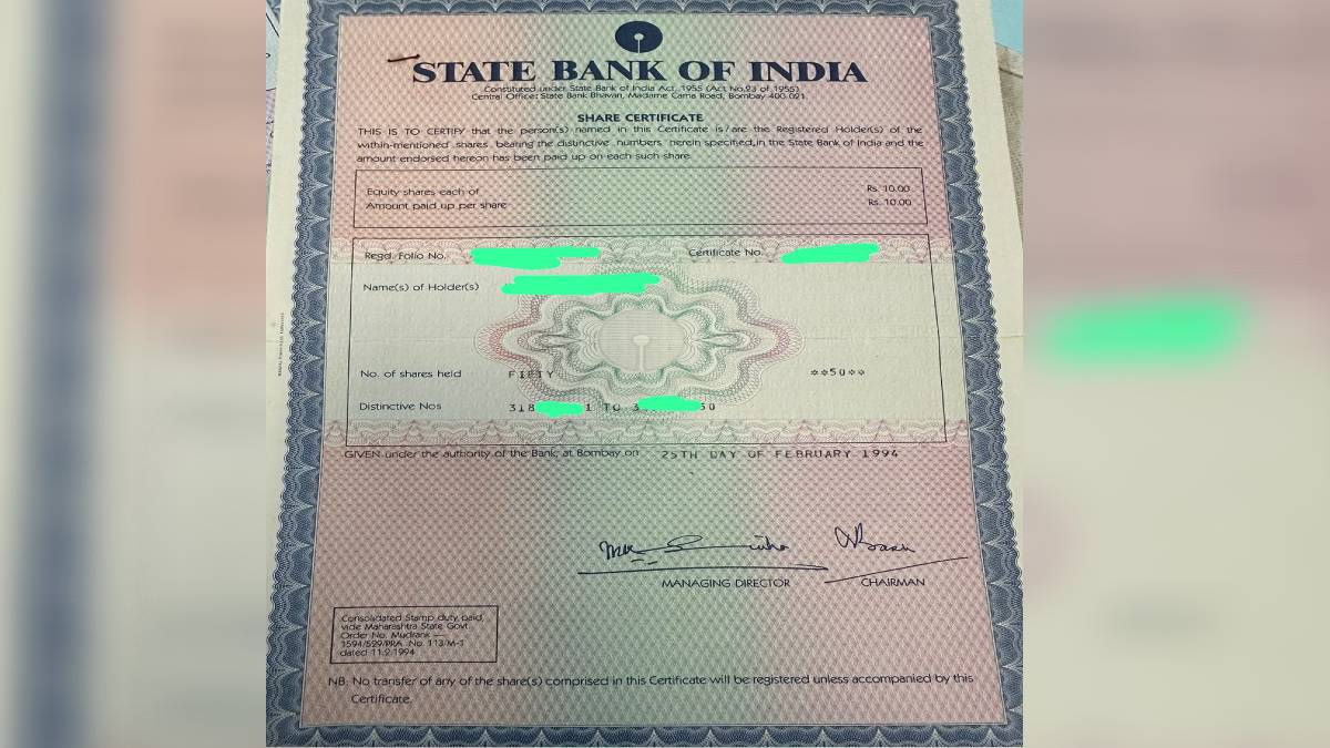 1994 में दादा की एक भूल ने पोते को बनाया 'लखपति', 500 रुपए में खरीदे SBI शेयर की 30 साल बाद कीमत ने उड़ाए होश!