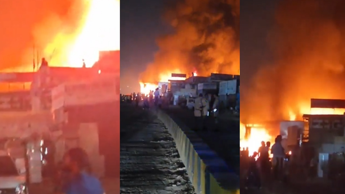 Greater Noida के फर्नीचर मार्केंट में लगी आग, लाखों रुपये का सामान जलकर खाक, Video