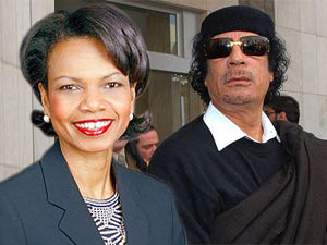 Former US Secretary of State Condoleezza Rice, Gaddafi Former US Secretary of State Condoleezza Rice, Gaddafi