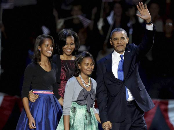 परिवार के साथ ओबामा 
