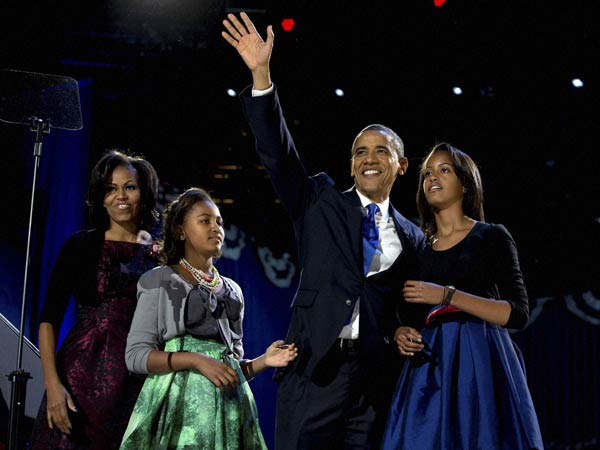 परिवार के साथ ओबामा 