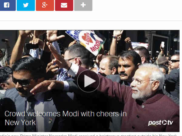 न्‍यूयॉर्क में मोदी का स्‍वागत 
