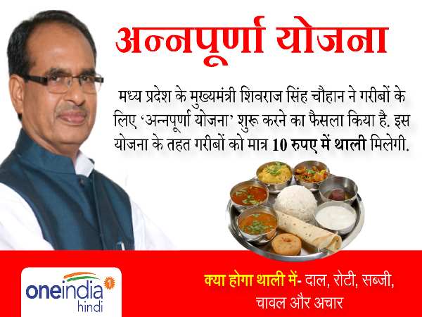 शिवराज 10 रुपये में मुहैया कराएंगे भोजन