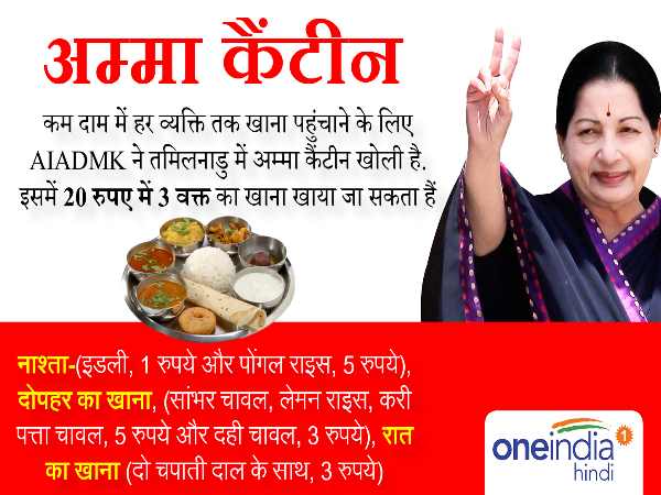 अम्मा कैंटीन में खाने की खास व्यवस्था