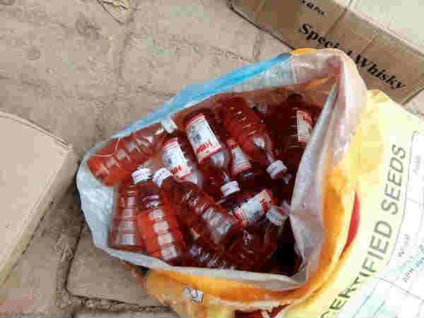 Police seized liquor bottles in Hardoi