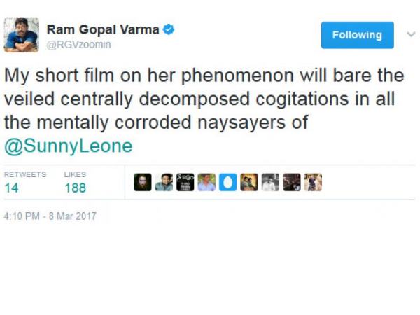 twitter राम गोपाल बोले- 'सनी लियोनी जैसी खुशी दे हर महिला'