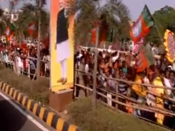 Prime Minister narendra modi road show in Bhubaneswar odisha.