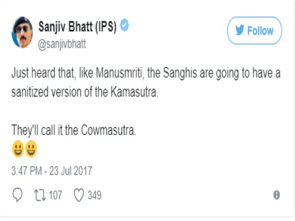 पूर्व आईपीएस ने कहा- कामसूत्र का पवित्र वर्जन ला रहा है संघ, नाम है 'काउमसूत्र' पूर्व आईपीएस ने कहा- कामसूत्र का पवित्र वर्जन ला रहा है संघ, नाम है 'काउमसूत्र'