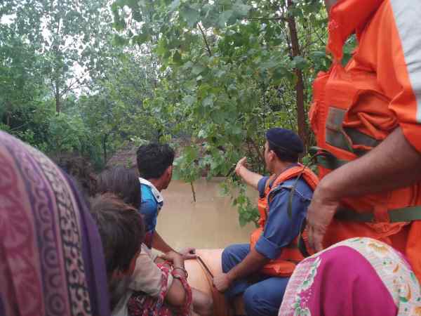 जान बचाने के लिए पेड़ों पर चढ़ रहे लोग