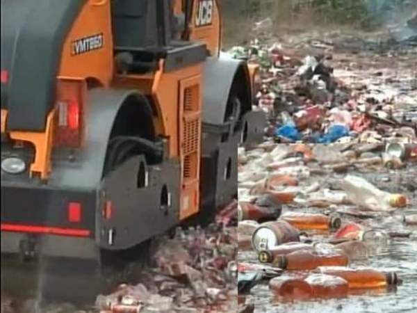 हजारों लीटर शराब पर चला बुलडोजर