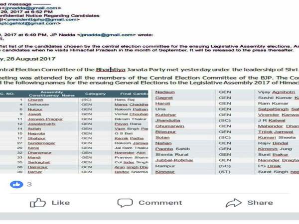 मीडिया में लीक होने से मची खलबली