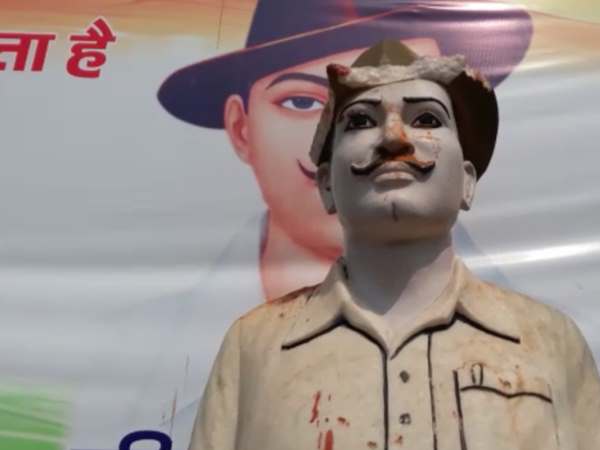 शहीद भगत सिंह की मूर्ति को सिरफिरे ने तोड़कर किया अपमान!