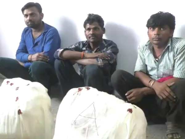 A van with BJP symbol lotus caught with 44 kg charas inside