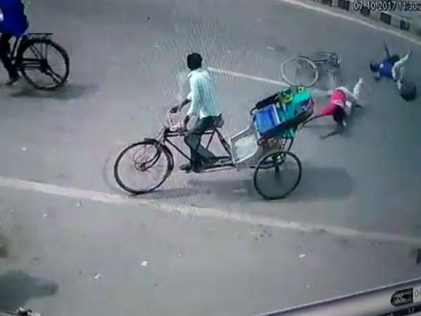 Two students injured when van of SP hit them on the road in Unnao