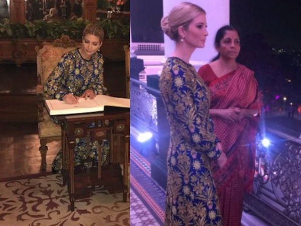 डिनर के वक्त पहना भारतीय गाउन