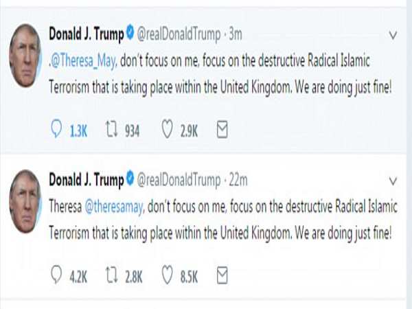 ट्रंप ने गलत थेरेसा मे को किया टैग 