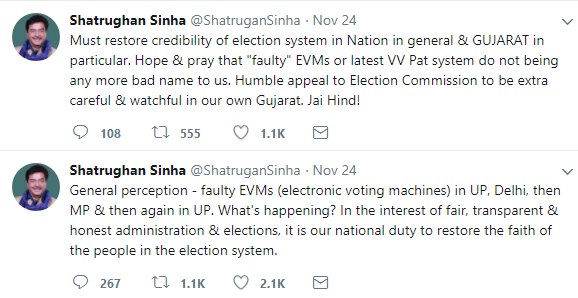 EVM की विश्वसनीयता पर शत्रुघ्न सिन्हा ने उठाए सवाल, कहा- खराब मशीनों का इस्तेमाल क्यों?