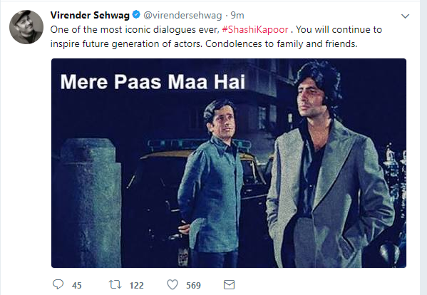 सहवाग ने शशि को किया याद