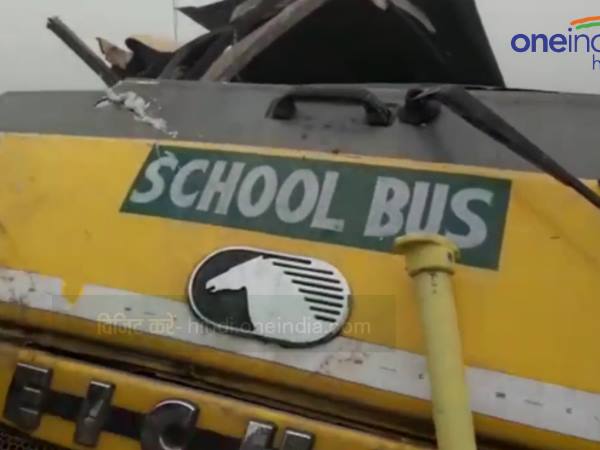  Children injured when a school bus hit by truck in Mainpuri