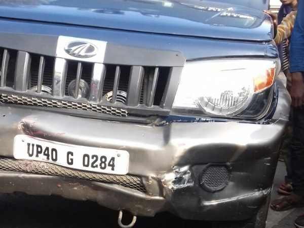 Bus hit the vehicle of CO Shrestha Thakur in Barabanki, Uttar Pradesh.