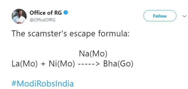नीरव मोदी मामले पर कांग्रेस अध्यक्ष राहुल गांधी ने फिर साधा पीएम नरेंद्र मोदी पर निशाना, बताया देश से भागने का फार्म्यूला