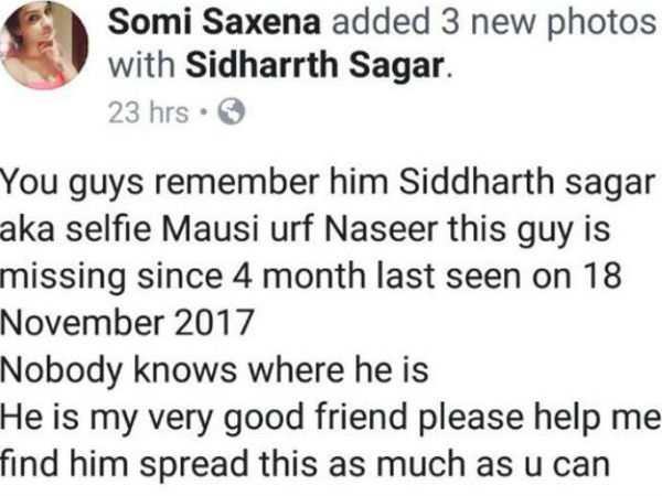 सोमी ने बाद में ये पोस्ट डिलीट कर दिया 