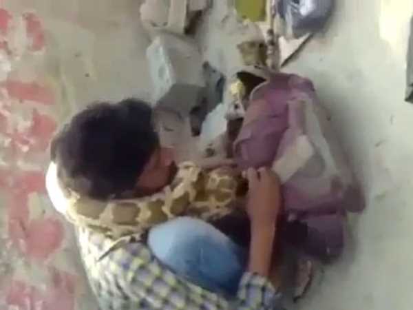 अजगर ने सपेरे की गर्दन को कस लिया
