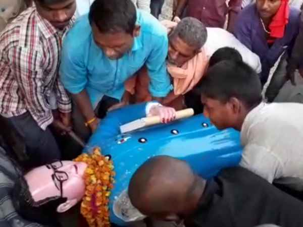 A statue of Dr BR Ambedkar vandalised by unidentified 
