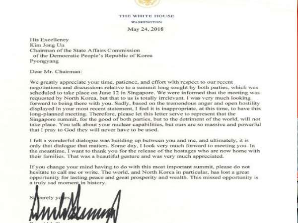 ट्रंप ने किम से सिंगापुर में होने वाली वार्ता को किया कैंसिल