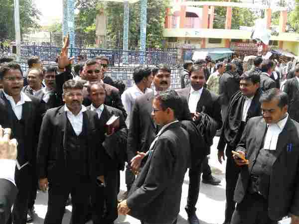 Advocates on strike after Rajesh Shrivastava murder in Allahabad