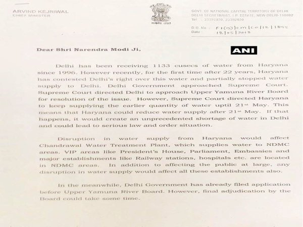 water crisis in Delhi arvind Kejriwal letter to PM narendra Modi 