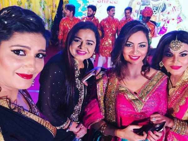 Sapna Chaudhary with Rakhi and Arshi Khan in SP leaders son marriage in Varanasi