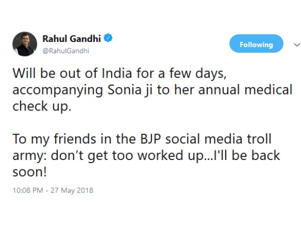 विदेश गए राहुल बोले- जल्द वापस लौटूंगा, BJP का पलटवार