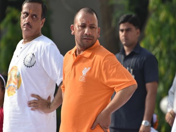 yoga day CM yogi looks good in t-shirt yoga day CM yogi looks good in t-shirt