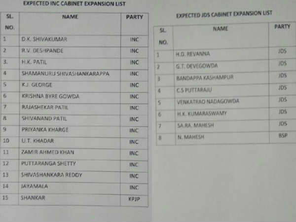 कर्नाटक- कांग्रेस-जेडीएस विधायकों की लिस्‍ट जो बनेंगे मंत्री