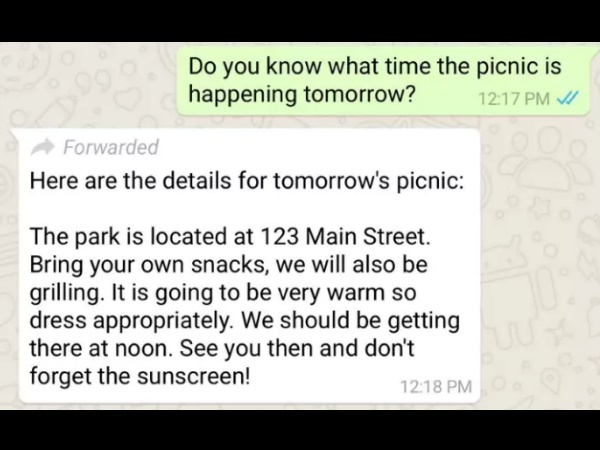 मैसेज के ऊपर लिखा आएगा 'Forwarded'