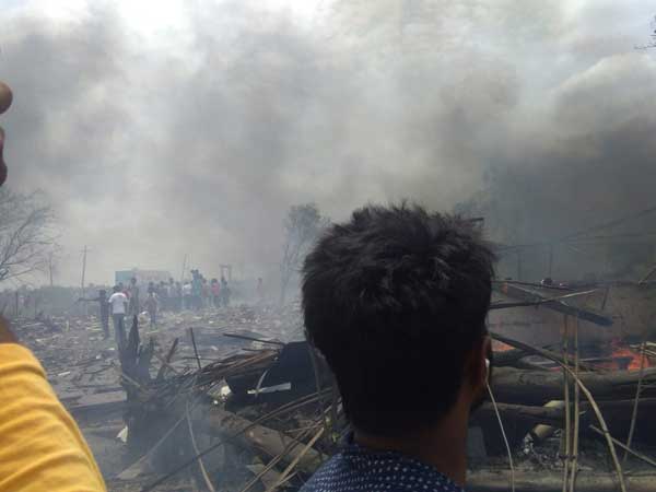 Telangana 10 people dead in fire at a firecracker godown