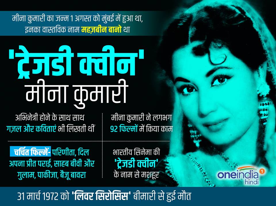 महजबीं का नाम 'बैजू बावरा' फिल्म से मीना कुमारी पड़ा