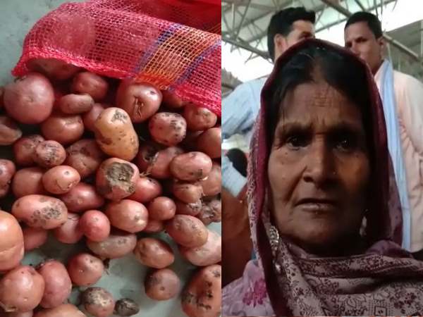 cm yogi distributes rotten food to flood survivor of barabanki