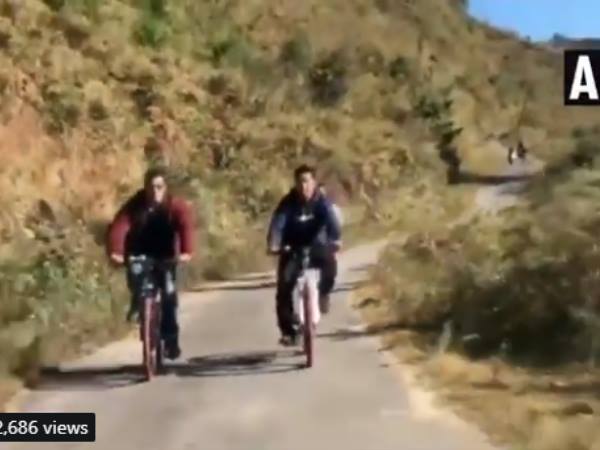 Salman Khan Kiren Rijiju Pema Khandu cycling at Mechuka Arunachal Pradesh Salman Khan Kiren Rijiju Pema Khandu cycling at Mechuka Arunachal Pradesh