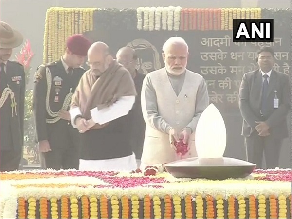 PM Narendra Modi pays tribute to Atal Bihari Vajpayee at Rashtriya Smriti Sthal PM Narendra Modi pays tribute to Atal Bihari Vajpayee at Rashtriya Smriti Sthal