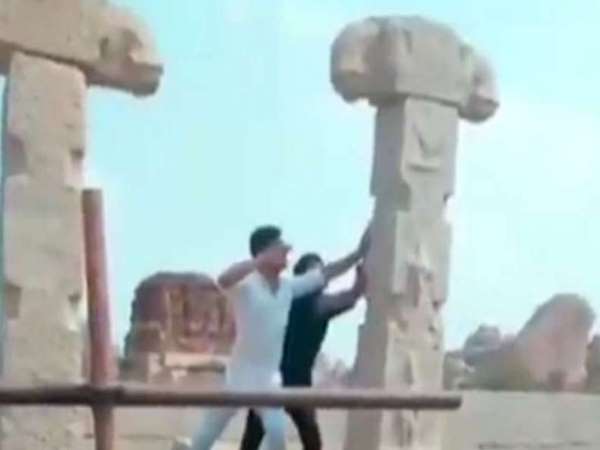 four Men Who Damaged Hampi Ruins Made To Re-Erect Pillars by a local court, says in Report four Men Who Damaged Hampi Ruins Made To Re-Erect Pillars by a local court, says in Report