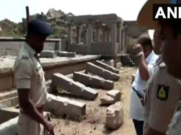 four Men Who Damaged Hampi Ruins Made To Re-Erect Pillars by a local court, says in Report four Men Who Damaged Hampi Ruins Made To Re-Erect Pillars by a local court, says in Report