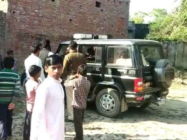 Dog run carrying newborn baby in mouth