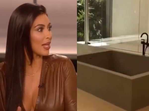 बाथरूम में कांच की दीवार, पीछे दिखी हरियाली