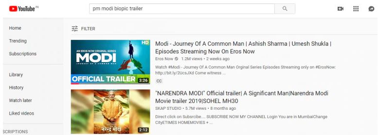 PM Narendra Modi biopic trailer and songs goes missing from youtube
