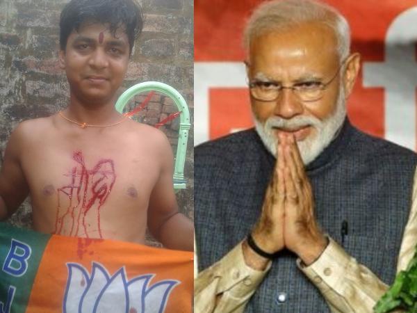 Sonu Patel wrote modi with knife on his chest